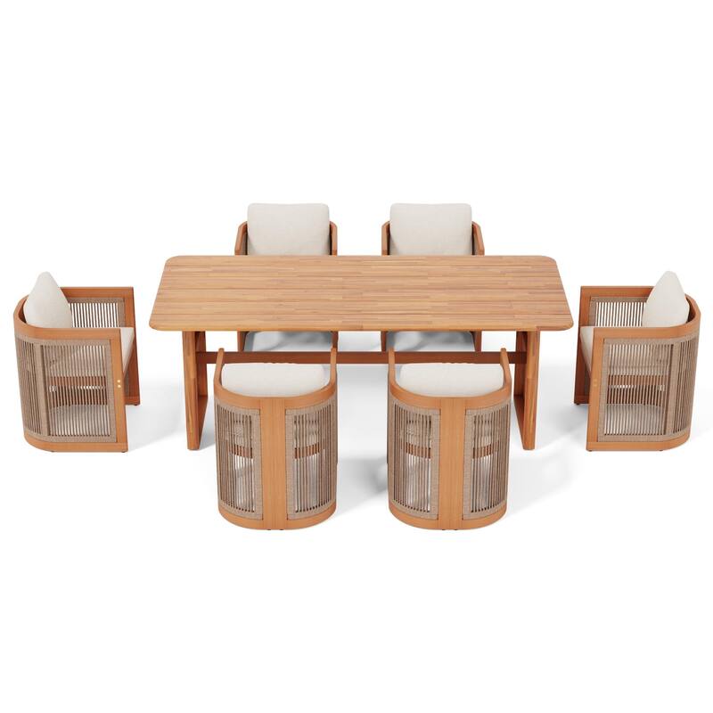 Outdoor 7-Piece Solid Wood Dining Set