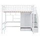 preview thumbnail 6 of 16, Full size Loft Bed with Bookshelf, Drawers, Desk and Wardrobe, White