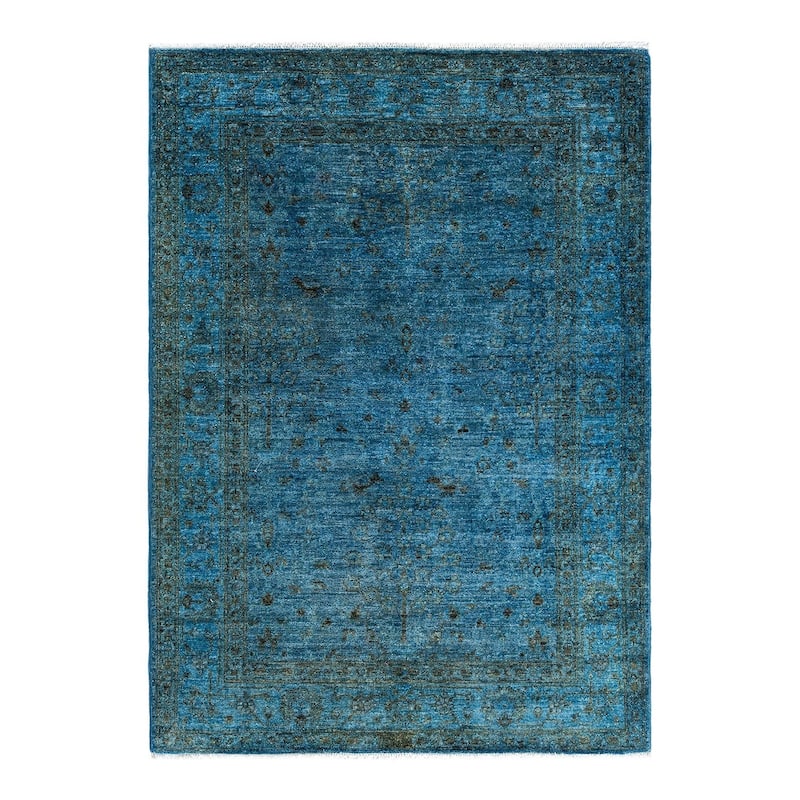 Vibrance One-of-a-Kind Hand-Knotted Area Rug - Blue, 4' 2" x 5' 10" - 4' 2" x 5' 10"