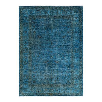 Vibrance One-of-a-Kind Hand-Knotted Area Rug - Blue, 4' 2" x 5' 10" - 4' 2" x 5' 10"