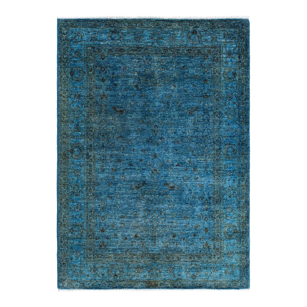 Vibrance One-of-a-Kind Hand-Knotted Area Rug - Blue, 4' 2" x 5' 10" - 4' 2" x 5' 10"