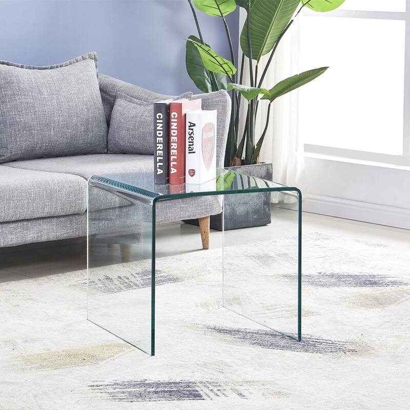Glass Console Table, Transparent Tempered Glass Console Table - 19.72*15.8*17.72 inch