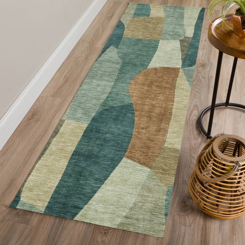 Machine Washable Indoor/ Outdoor Contemporary Layers Chantille Rug