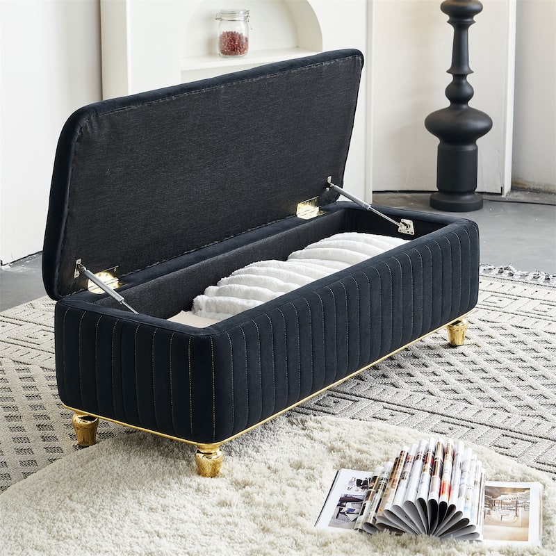 47.24''W Storage Ottoman - Black