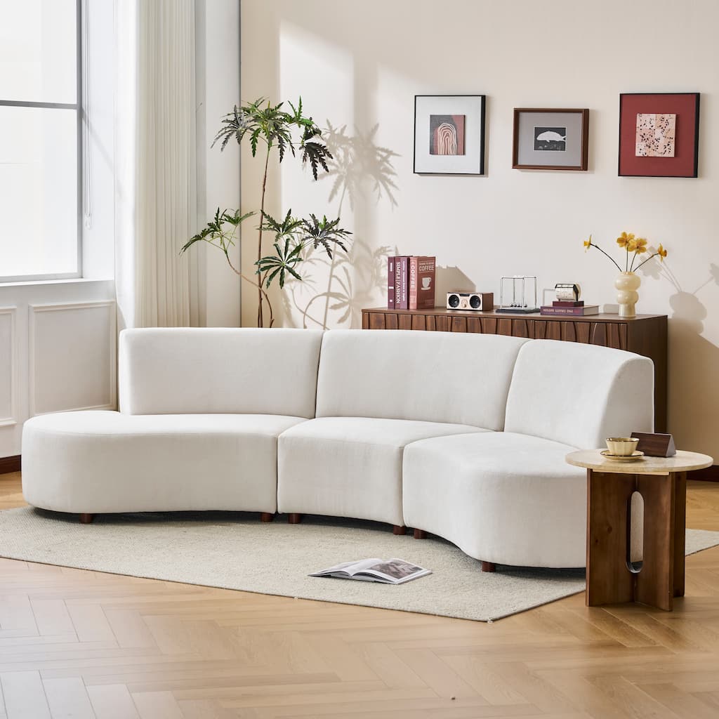 Christopher Knight Home - Luna Modern Upholstered Curved Modular Sofa with Pine Frame