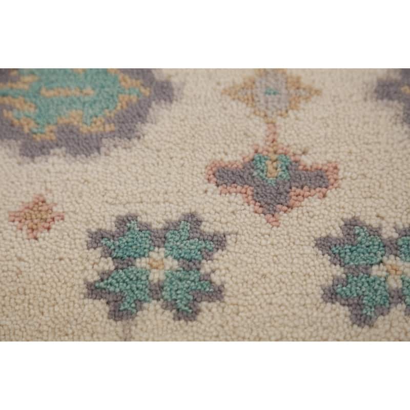 Ivory Oushak Oriental Runner Rug Hand-Knotted Wool Carpet - 2'7"x 7'11"