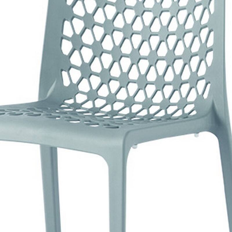 HomeRoots Set of Two Baby Blue Heavy Duty Plastic Outdoor Stacking Dining Chairs