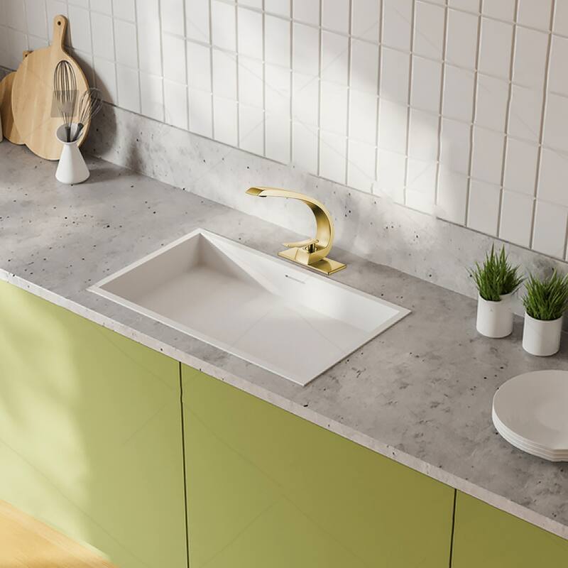 Modland C-Shaped Single Hole Bathroom Faucet, 500K Cycle CUPC Certified, 6-Inch Cover Plate, Black / Gold / Nickel / Chrome