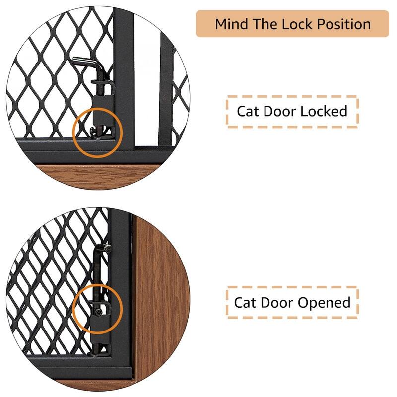 beeNbkks Freestanding Walk Through Pet Gate with Small Cat Door