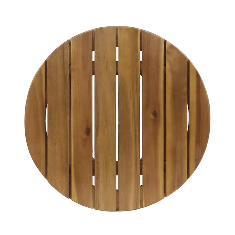 Roomfitters Outdoor Side Table, 16" Round Acacia Wood Patio Accent Table for Garden, Balcony or Deck, Teak Finish
