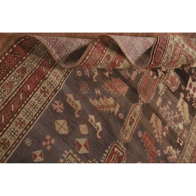 Meshkin Persian Vintage Runner Rug Handmade Wool Carpet - 4'3" x 9'5"