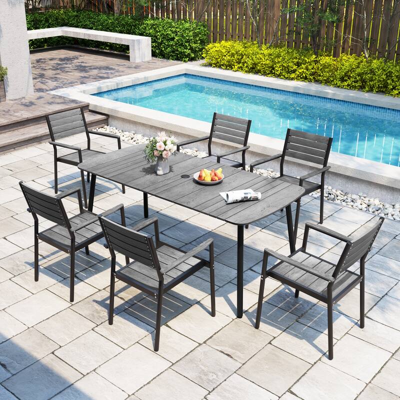 Pellebant Patio Dining Table Rectangular Aluminum Outdoor Table