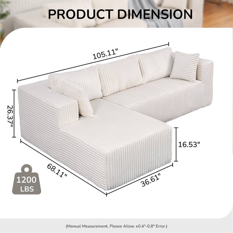 105-in L Casual Beige( Corduroy)-Right Chaise Sectional