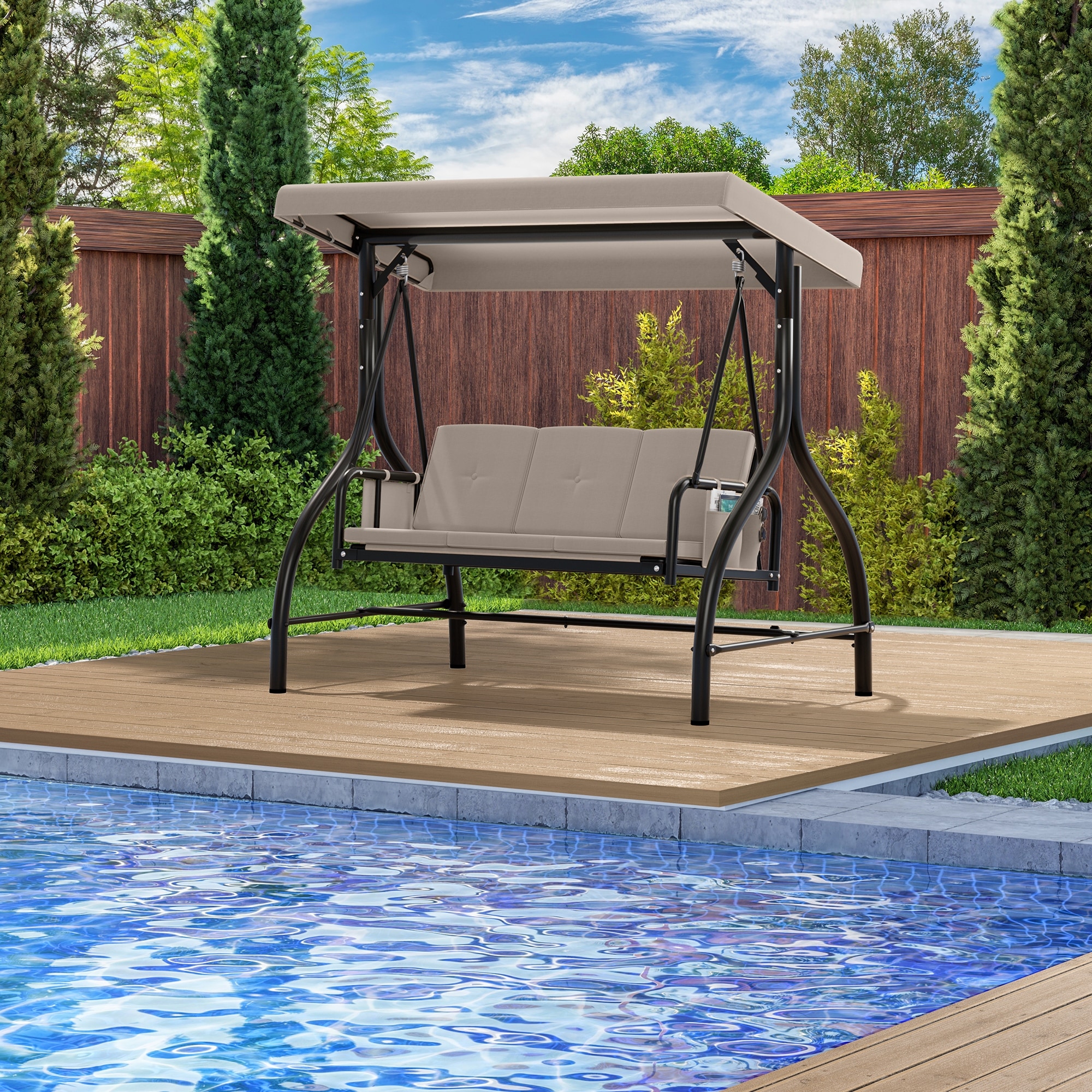 Metal porch on sale swing with canopy