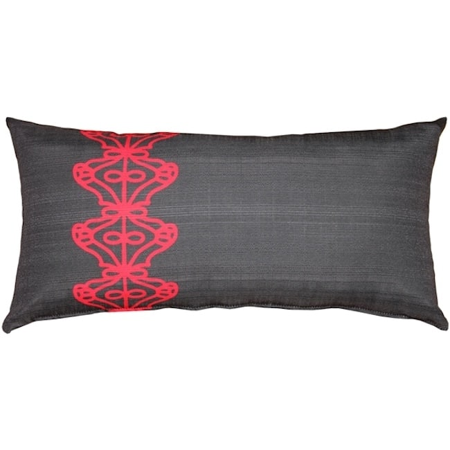 Scroll 12x24 Outdoor Throw Pillow 12x24, with Polyfill Insert, Charcoal