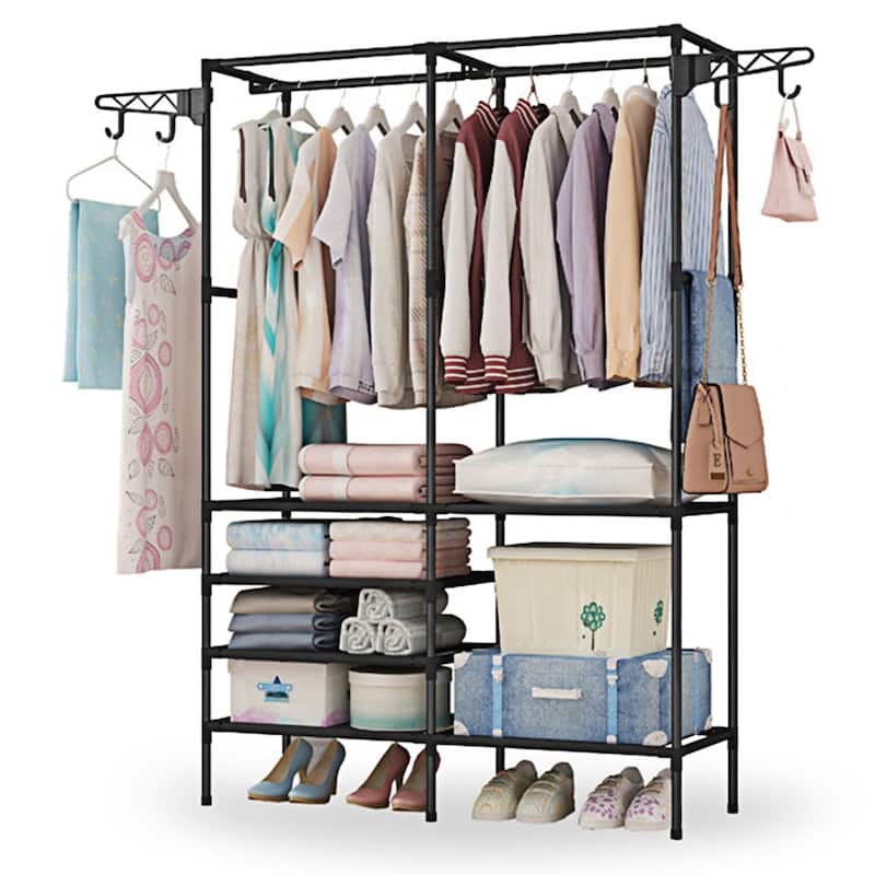 Heavy Duty Garment Rack with Shoe Shelves