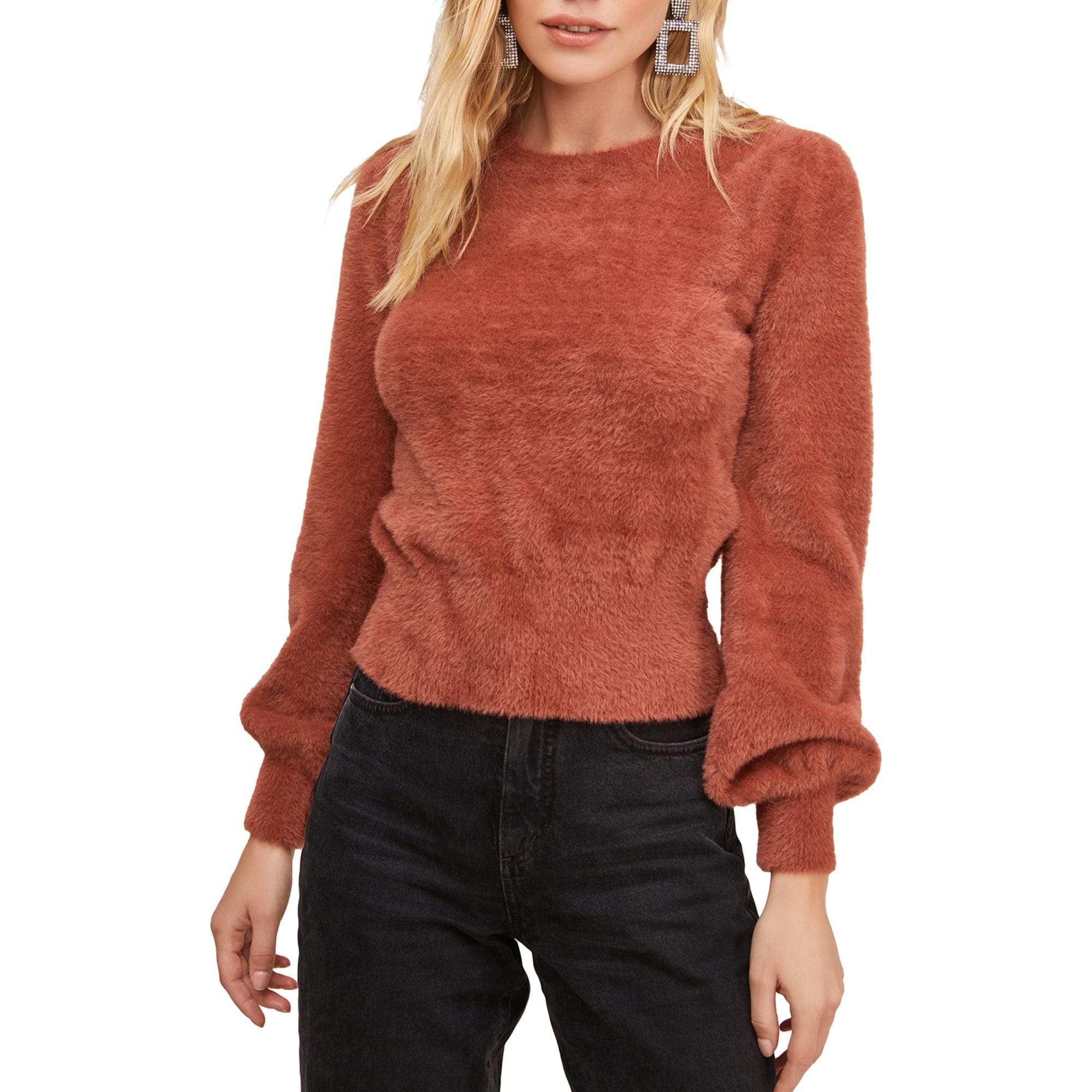 Fuzzy puff sleeve sweater Clearance