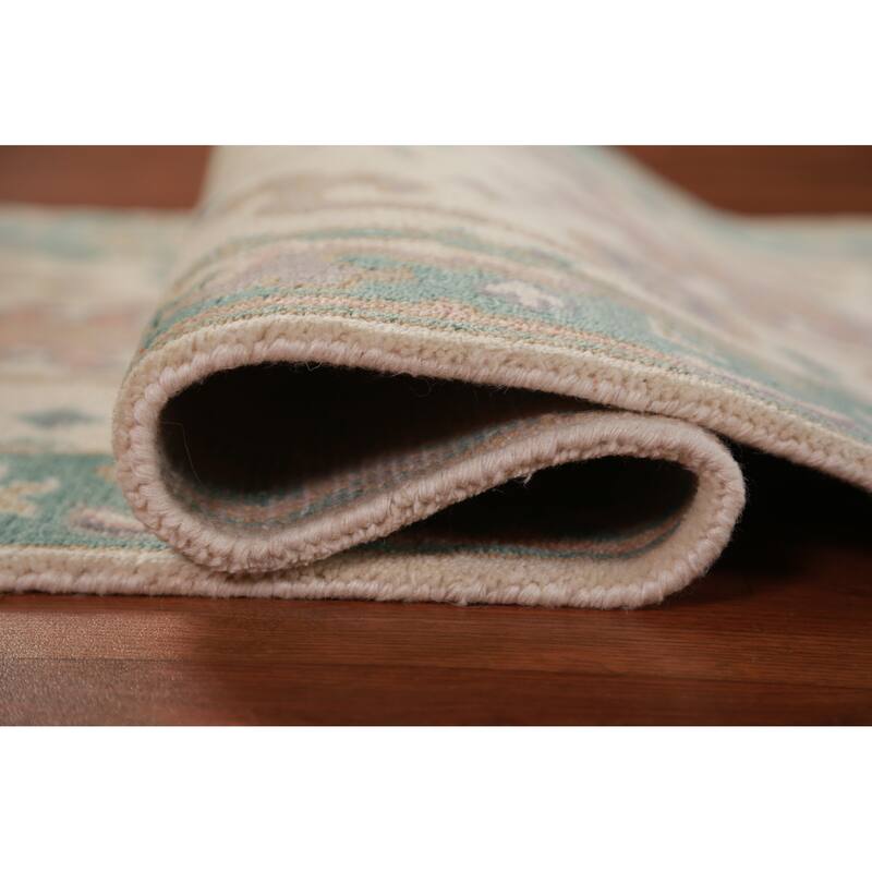 Ivory Oushak Oriental Runner Rug Hand-Knotted Wool Carpet - 2'7"x 7'11"