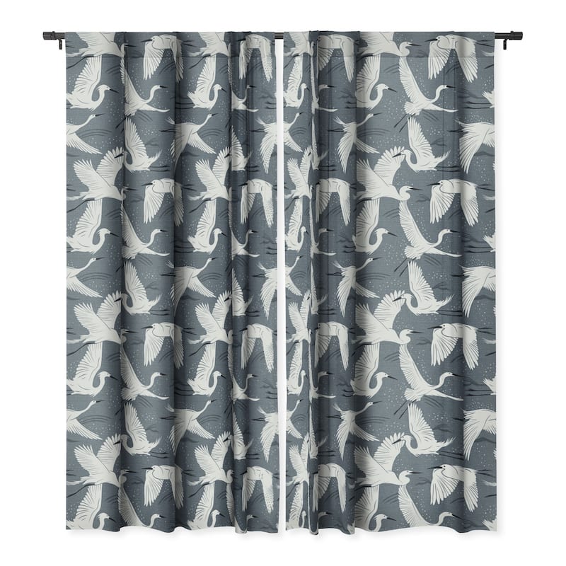 Blackout Soaring Wings Steel Blue Grey Made-to-Order Curtain Panel (One Panel)