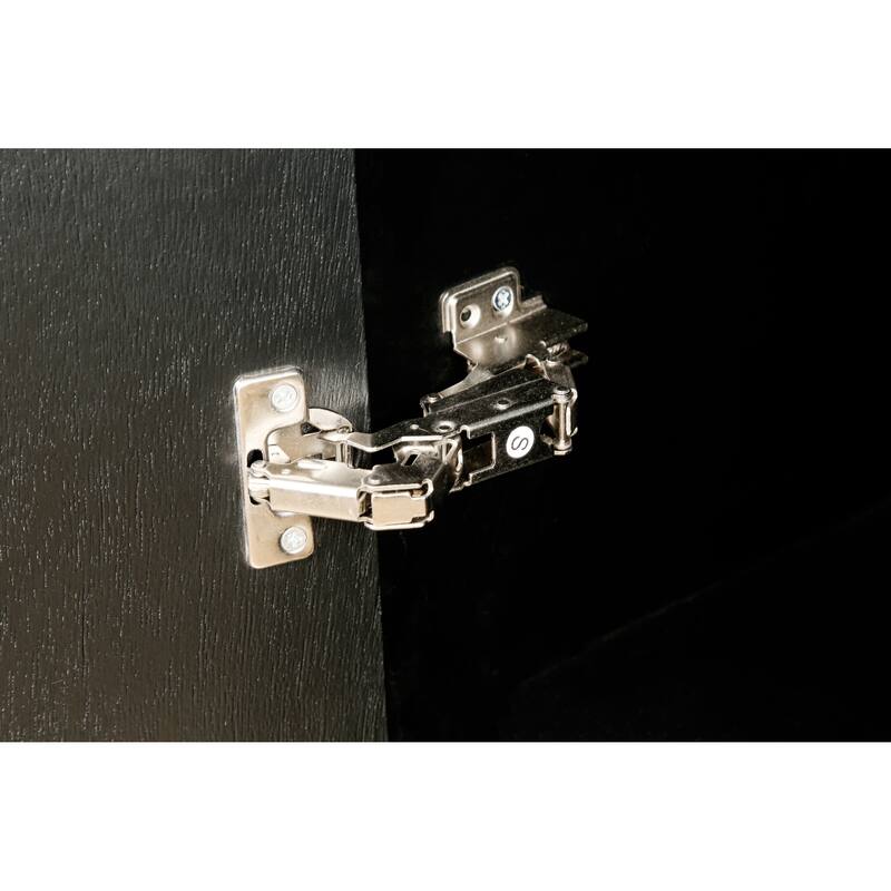 Roomfitters 59" Farmhouse Curved Sideboard, Vintage 4-Door Buffet with Vertical Carving & Large Wood Handles