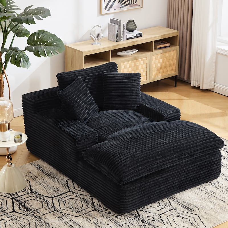 67" Upholstered Chaise Lounge Chair Sleeper Sofa Bed with Pillows, No Assembly Required