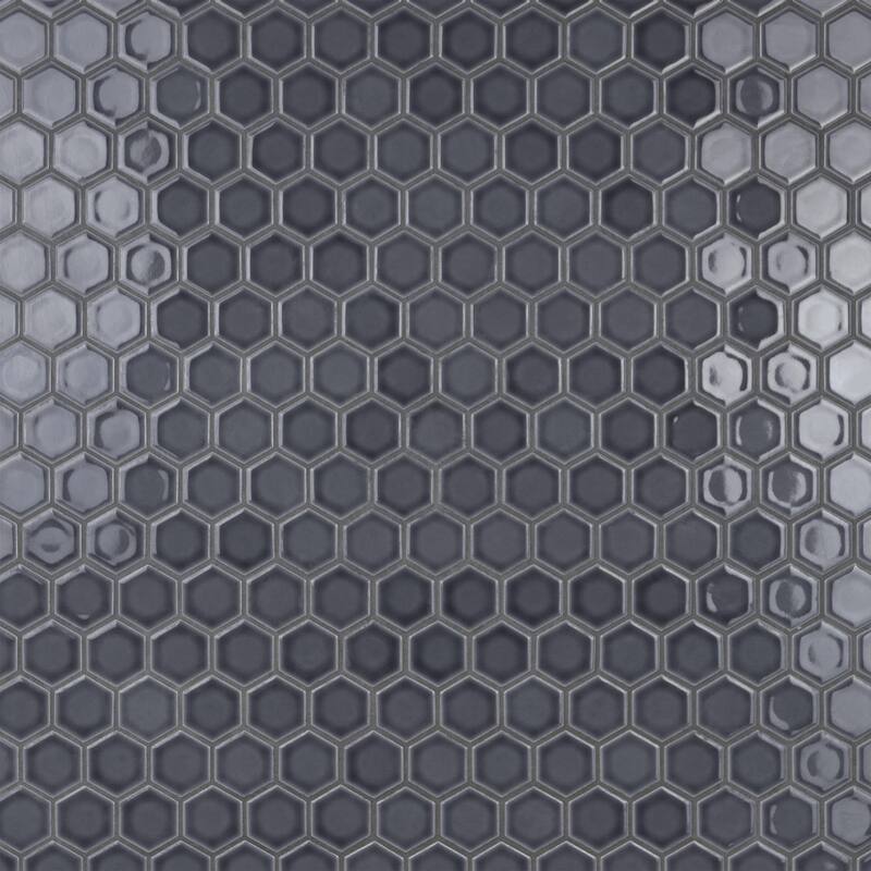Merola Tile Hudson Due 2" Hex Imperial Grey 10-7/8" x 12-5/8" Porcelain Floor and Wall Tile