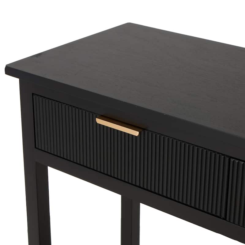 Wooden Handmade 3 Drawers Living Room Console Table with Gold Handles - Black - Roche River Decor