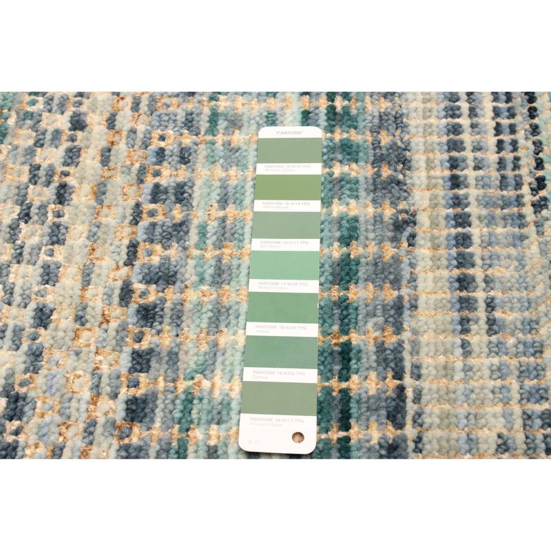 ECARPETGALLERY Hand-knotted Silk Shadow Green Viscose, Wool Rug - 3'11 x 6'0
