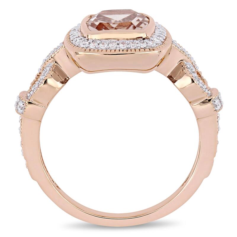 Miadora 1/3ct tgw Morganite and 1/3ct TW Diamond Infinity Halo Loop Ring in 10k Rose Gold