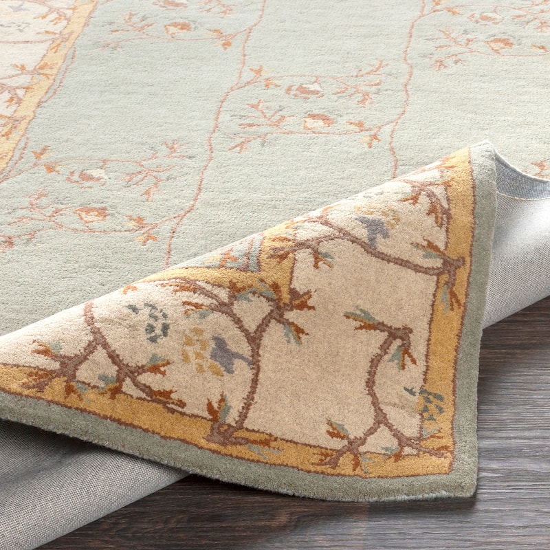 Hand tufted Calhoun Floral Wool Slate Gray Area Rug - 3' x 12' Runner