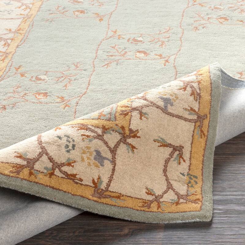 Hand-tufted Clady Casual Grey Border Wool Area Rug - 10' x 14'