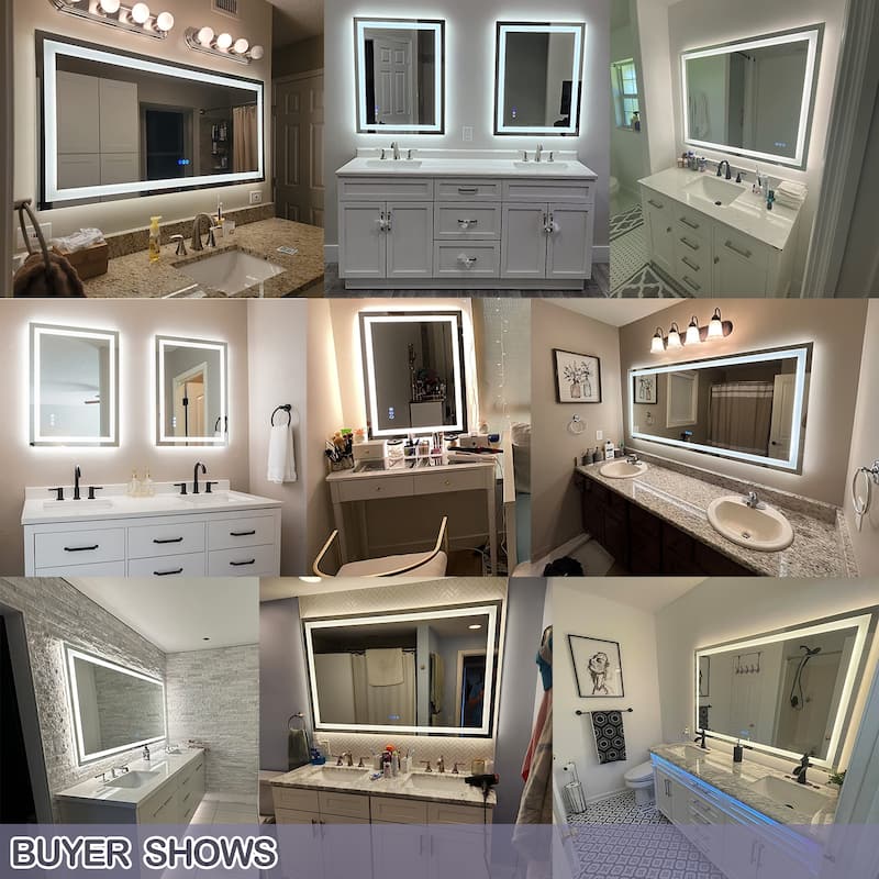 KIOTEE Super Bright Anti-fog LED Bathroom Mirror with Backlit and Front Lighting 3-Year Warranty