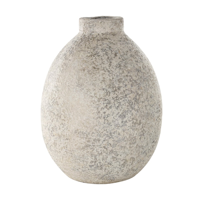 Ceramic Handmade Antique Style Textured Decorative Vase - Beige - Roche River Decor - Beige