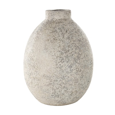 Ceramic Handmade Antique Style Textured Decorative Vase - Beige - Roche River Decor