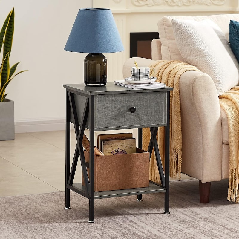 VECELO Modern Nightstand 1-Drawer with Storage Shelf, End Table/Side Table