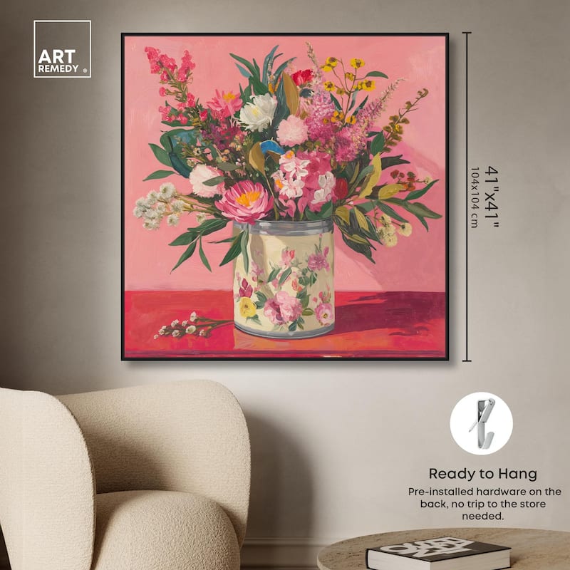 Pink Floral Tin Canvas by Art Remedy