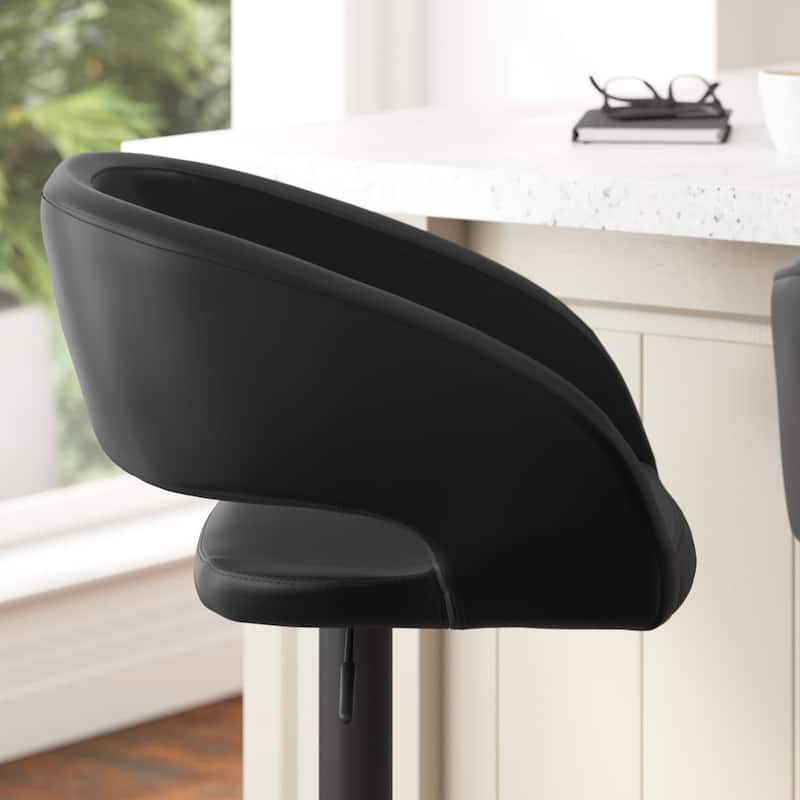 Modern Upholstered Adjustable Height Swivel Barstool with Footrest
