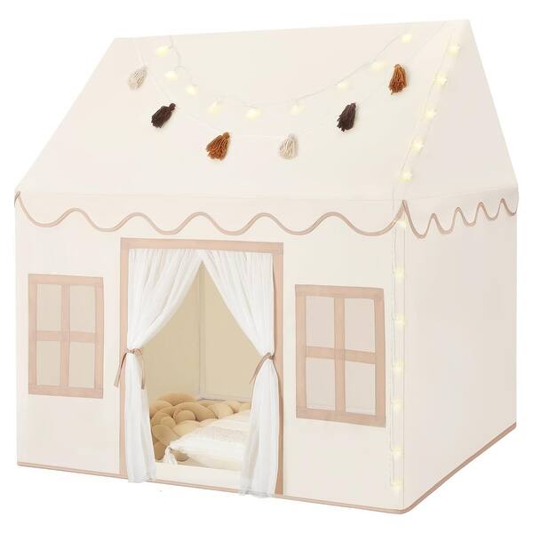 slide 2 of 7, Kids Play Tent Indoor with Mat, Tassel Garland, Star Lights