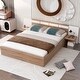 preview thumbnail 17 of 24, Modern Simple Queen Size Platform Bed with Shelves, USB Ports and Sockets Multi-Functional Bed Frame for Kids Teens Adults
