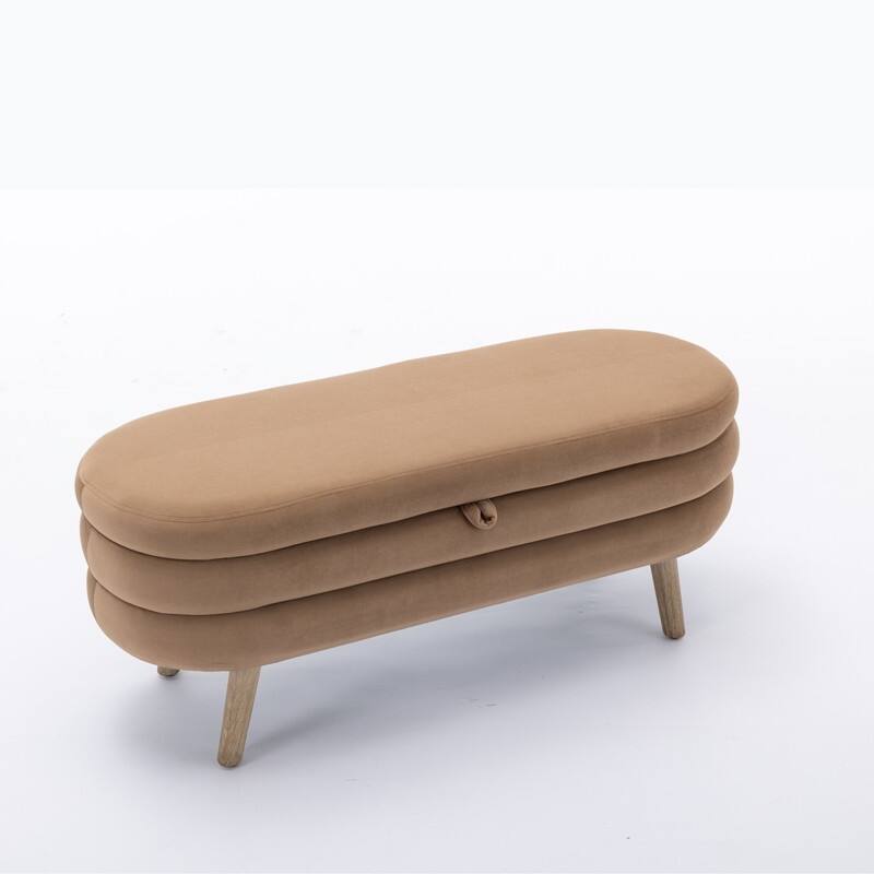 44.88" Seat Widths Soft Velvet Storage Ottoman Footrest Stool