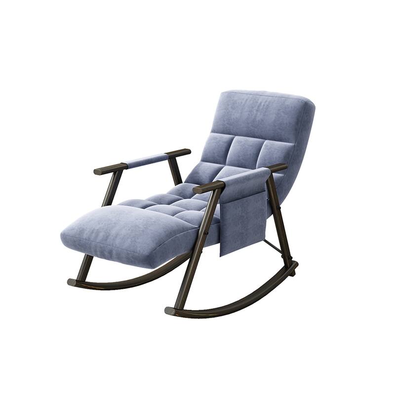 Upholstered Rocking Chair with Adjustable High Back, Side Pockets