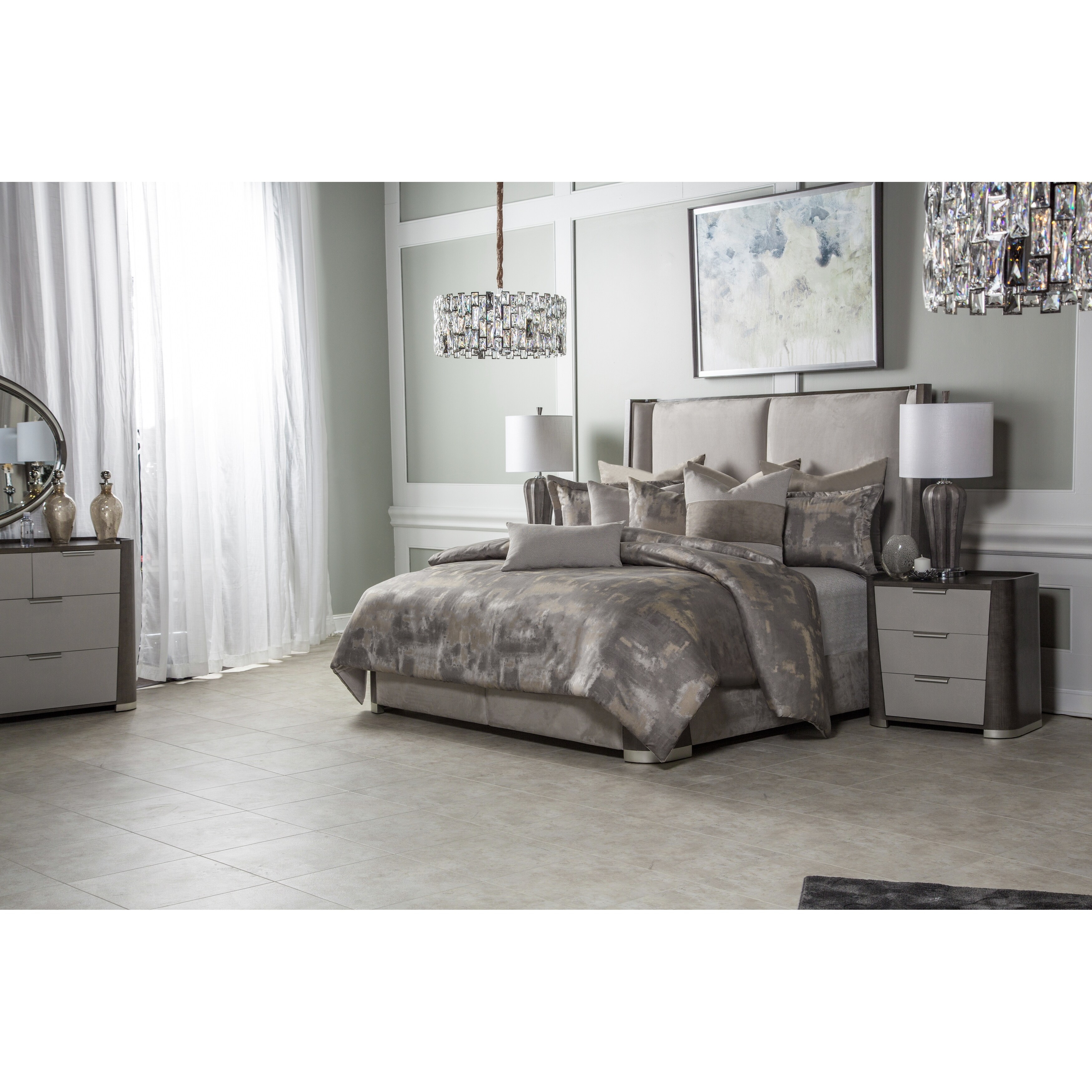 AICO Aubrey Patina 10-Piece King Comforter Set