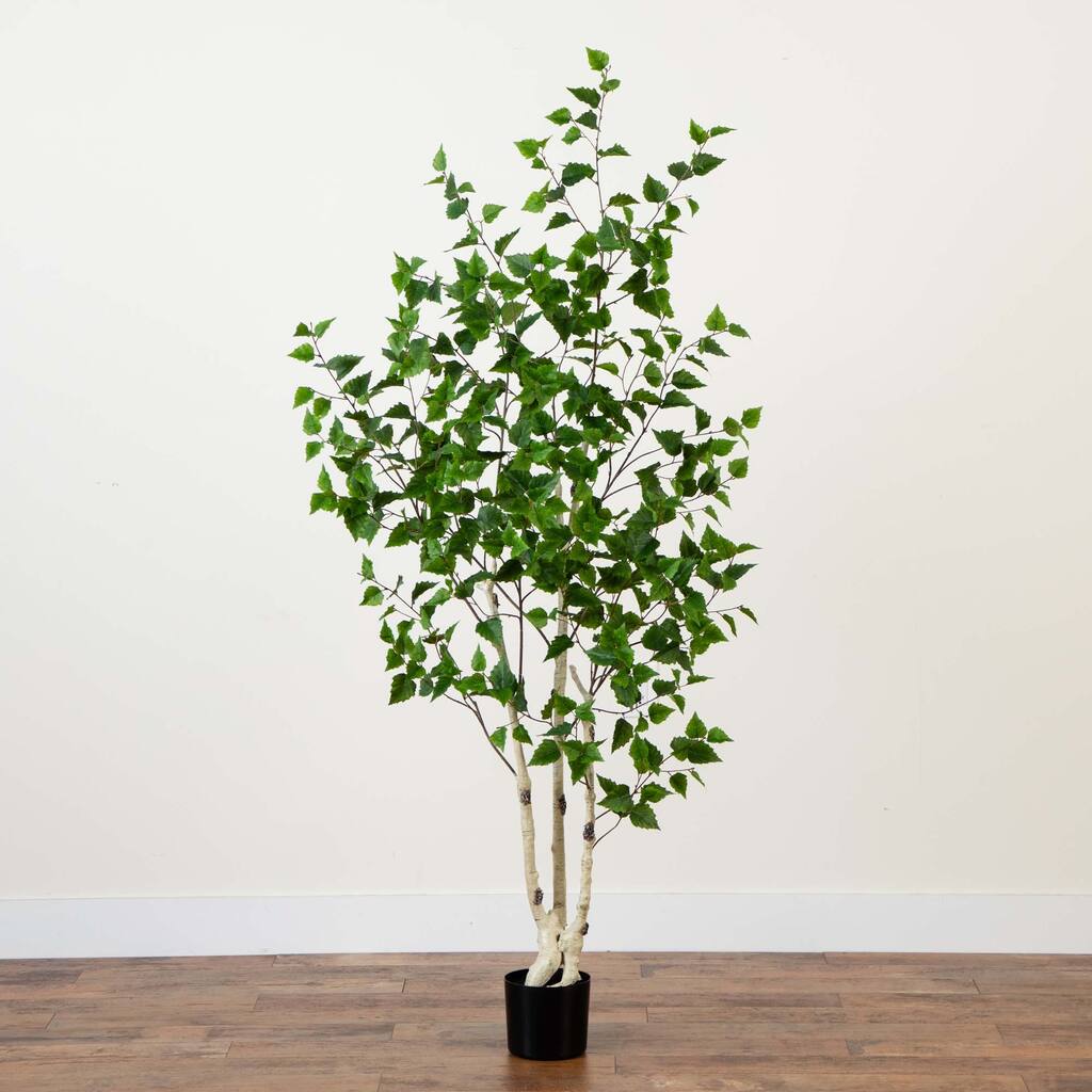 Birch Artificial Potted Tree - 6' - Green