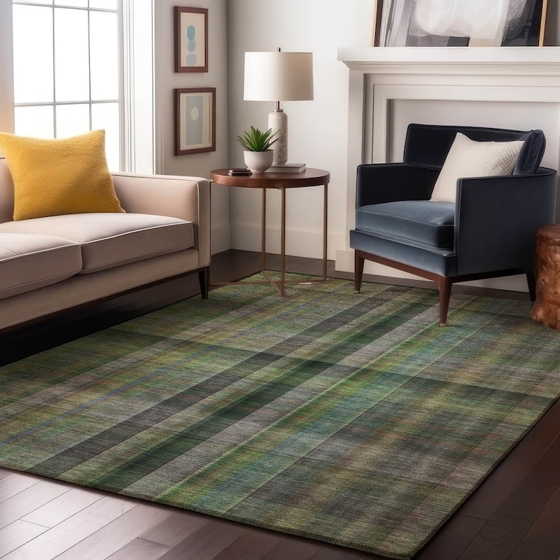 Premium Washable Super Soft Plaid Mayfield Rug - Green - 5' x 7' 6" - Rectangle