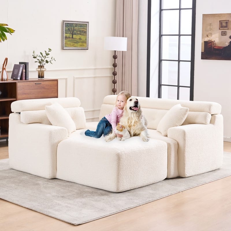 Convertible Chaise Sectional Sofa, Full Compression Sponge L-Shape
