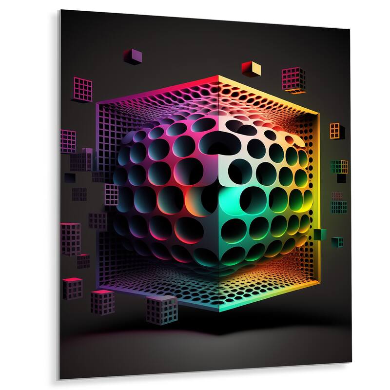 Designart 'Multidimensional Luminogram I' Modern Geometric Metal Wall Art