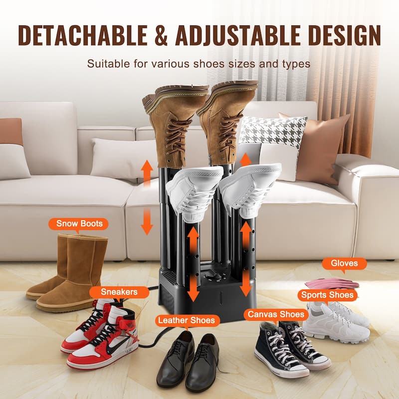 Detachable 4 Tubes Shoe Dryer, Portable Boot Dryer with Timer, Boot Warmers/Dryer with Heat Blower for Snow Boots