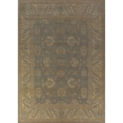 Hand Knotted Oriental 100% Wool Carpet Transitional All-Over Greys & Charcoal Oushak Area Rug - 12' 1'' X 9' 3''