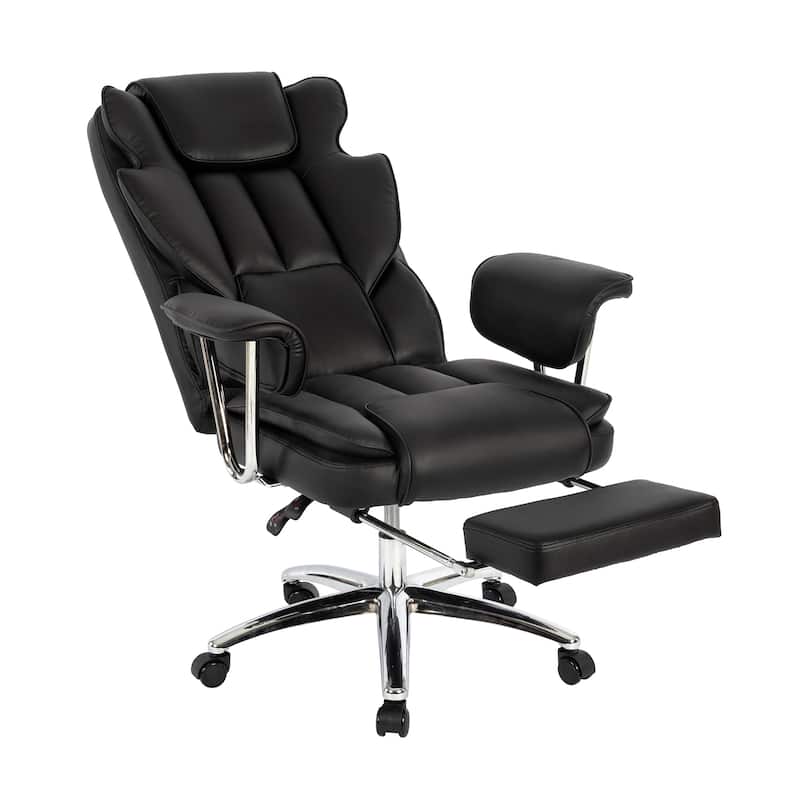 Big and Tall Executive Office Chair with Footrest, 500lbs Capacity Leather Ergonomic High Back Chair