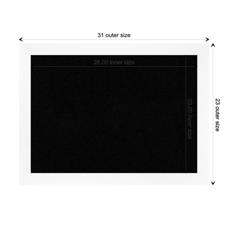 Cabinet White Narrow Framed Black Corkboard Bulletin Board - Board Size 28x20